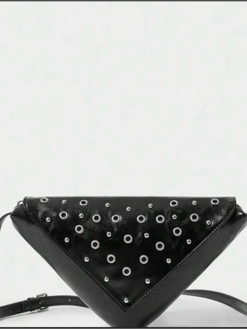 Black Studded Triangle Crossbody Bag - Unbranded